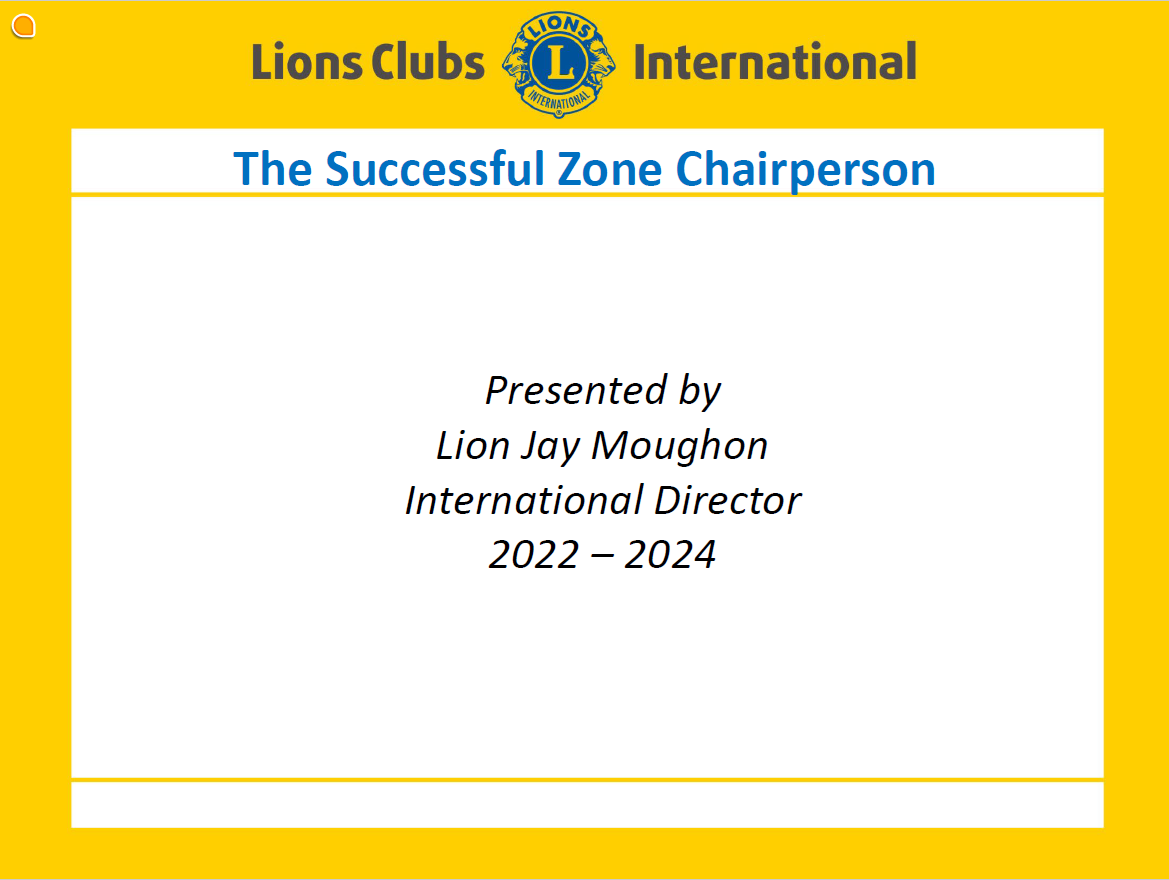 Zone Chair Training (2025) - Cover Page